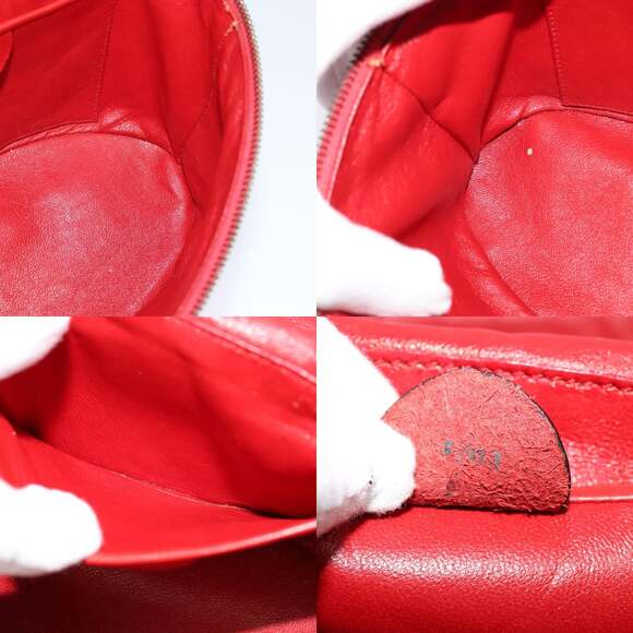 CELINE Chain Shoulder Bag Leather Red Gold - Picture 12 of 12